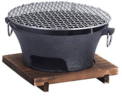 DLANDZ Garden Fire Pit Cast Iron Charcoal Furnace 16-inch Outdoor Patio Steel Fire Pit Bowl BBQ Grill for Backyard, Camping, Picnic, Bonfire, Garden W Fire Bowl for BBQ (Color : Black)