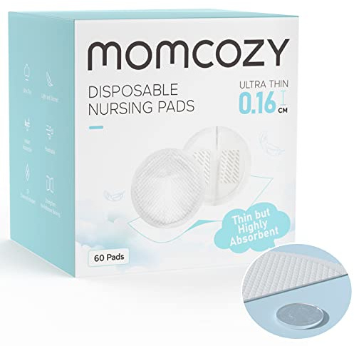 Momcozy Ultra-Thin Disposable Nursing Pads, Ultra-Absorbent and Breathable Portable Breast Pads for Mothers, Keep Dry Continuously, Make Breasts Light and Unburdened, Individually Packaged（60 Count）