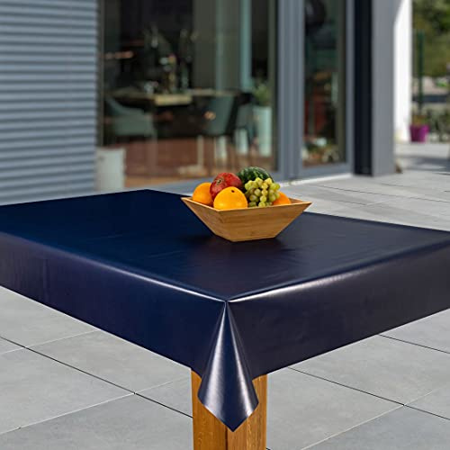 laro Wachstuch-Tischdecke Abwaschbar Garten-Tischdecke Wachstischdecke PVC Plastik-Tischdecken Eckig Meterware Wasserabweisend Abwischbar, Muster:Uni - Blauschwarz, Größe:100x140