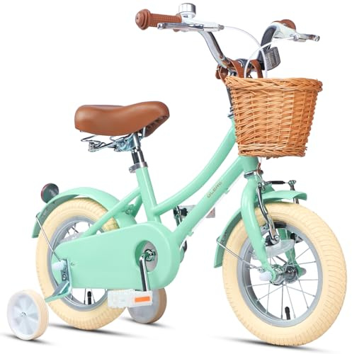 Glerc Little Molly 12-20 Zoll Kinderfahrrad für Jungen und Mädchen im Alter von 3-12 Jahren, mit Klingel und Stützrädern & Korb,Mehrere Farben