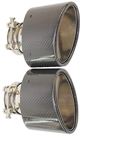 WEHOMY 2 Stück/Set Oval Slanted Carbon Fiber Endrohre Endrohr Schalldämpfer Spitze Endrohr Auspuffblenden (Size : 67mm Inlet)