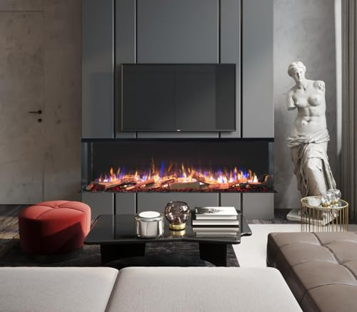 2025 TruFlame PREMIUM 80inch wide Media Wall 3 sided Built in Fireplace