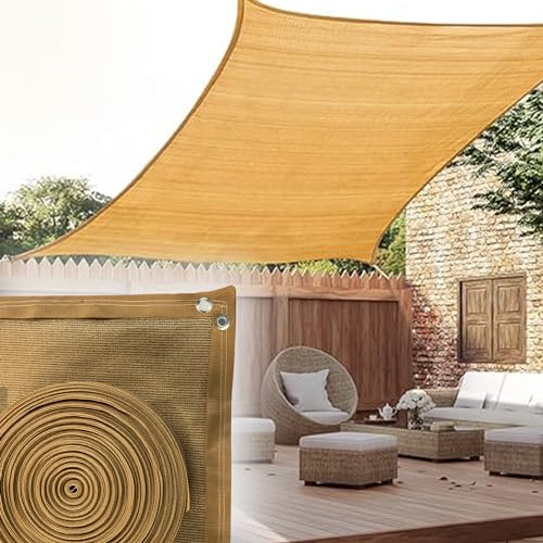MPQ Malla Sombra Toldo Raschel 90-4x4m Beige - Tira y Ojales Reforzados - Protección UV - Polietileno de Alta Densidad - Ideal para jardín, Exterior, Vela, Resistente al Sol y al Desgaste