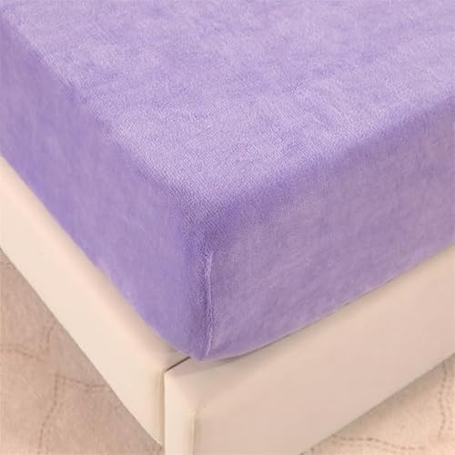 Wotcsil Warm Plüsch Spannbettlaken Flanell Fleece Spannbettlaken 200x220cm Lila Winter Cashmere Touch Bettlaken Spannbetttuch für Boxspringbett Matratze Hohe bis 25 cm