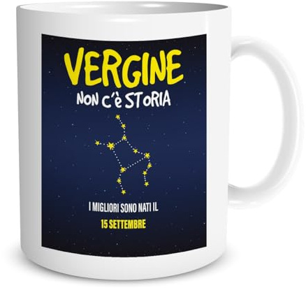 Lol t-shirt Tazza in Ceramica Mug Personalizzata Segno Zodiacale Vergine con Data Personalizzabile - Zodiaco - Oroscopo - Idea Regalo - San Valentino - Compleanno - Natale - Ufficio