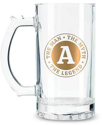 Onebttl Personalized Beer Gifts for Men Beer Lovers - 17 oz Heavy Beer Stein Mug with Handle for Men as Birthday Gift - Legend A