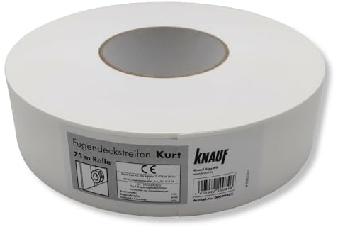 KNAUF® Kurt Fugendeckstreifen - 75m Rolle - reißfester Papier-Bewehrungsstreifen zur Verspachtelung von Gipskartonplatten und Gipsfaserplatten