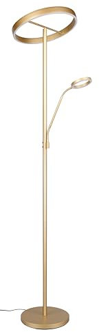 Trio Leuchten LED Stehleuchte Willis 449510279, Metall Goldfarbig, 39 + 5.5 Watt LED, Lichtfarbe einstellbar, dimmbar