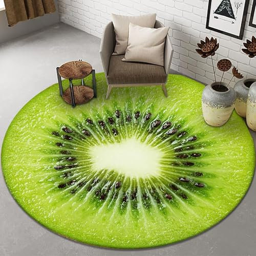 Runder Teppich, Schlafzimmerteppich, Obst-Rundteppich, Kurzflorteppich, Für Wohnzimmer, Sofa-Überwurfteppich, Rutschfester Waschbarer Teppich