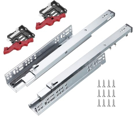 sourcing map 16 Inch Undermount Drawer Slides, 1 Set Soft Close Full Extension Bottom Mount Concealed Drawer Runners 55 Lbs Load with Mounting Screw for Cabinet Closet Cupboard Dresser Drawers