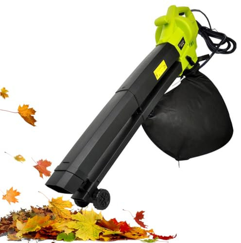 3 in 1 Leaf Blower, Leaves Vacuum Cleaner & Mulcher 3000W, Corded Leaf Blower with Large 40 L Collection Bag, 10m Cable, Wheels & Shoulder Strap, Lightweight Mulcher for Clearing of Leafs, in Garden
