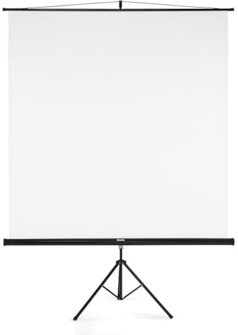 Hama Écran de projecteur sur trépied 180 x 180 m (support d'écran de projection enroulable, portable, tube télescopique) blanc