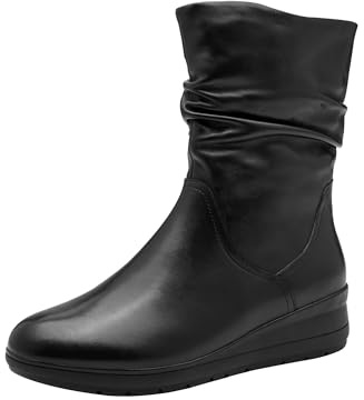 Jana bottines cuir femme classiques avec fermeture éclair, Black, 40 EU