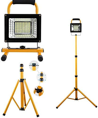 Proiettore LED ricaricabile portatile treppiede stand con telecomando 500 W 130 LED Lampada da lavoro senza fili per garage officina integrata batteria al litio 20000 mAh Supporto treppiede