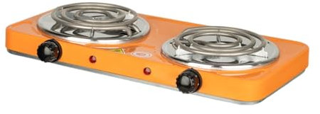 JISADER Fornello elettrico a spirale con doppio fornello da appoggio per uso domestico con spie luminose Comodo piano cottura con bruciatore 2 piastre