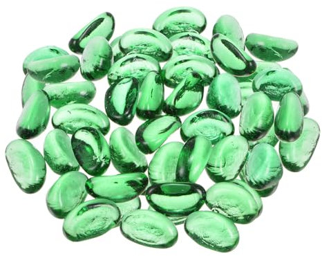 QUARKZMAN Perle di vetro da fuoco per focolare, ghiaia, ciottoli, riflettenti, riempitivi per vasi di pesce, decorazione acquario, 1000 g/2,2 lbs, verde