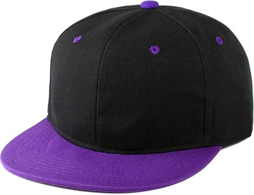 YeeHeen Cappello snapback cappello piatto visiera cappelli regolabile Hip Hop Baseball Cap per donne uomini, Nero e viola., taglia unica