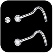 AceFun piercing nez titane argent 20G tire bouchon piercing nasal boulon 2mm CZ nostril pour femmes hommes 2 pièces pliées G23 acier cristal vis boulon bijoux 20 Gauge