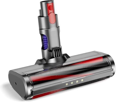 EUARY Bürste, kompatibel mit Dyson V7 V8 V10 V11 V15 (mit 4 LED-Lichter), Ersatzbürstenkopf für Teppichboden, Parkett, Fliesen, Spazzola Motorizzata Ricambiata