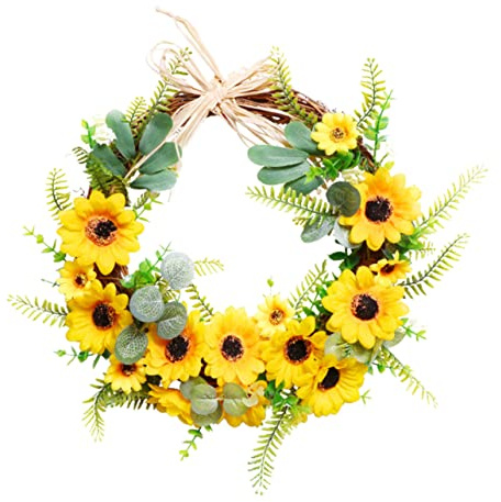 Happyyami Wall Hanging Wreath Artificial Floral Wreath Plastic + Silk Cloth Lifelike Spring Party Decoration for Home Shop Window