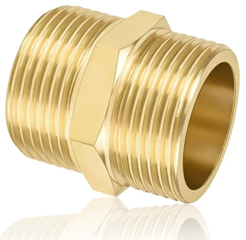 CONJURAIDE Doppelnippel 1 Zoll, Messing Verschraubung 1 Zoll Doppelnippel (Ø 32mm) Gewindefitting Fittings mit Gewindedichtband Verbinder Adapter für Trinkwasser Geeignet Rohranschluss