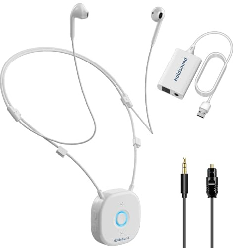 Holdsound HSD100 TV Kopfhörer Kabellos Senioren, Funkkopfhörer Kabellos für TV mit USB-Sender, Nackenbügel-Design, Verbesserte Lautstärke, Keine Audioverzögerung, Plug-and-Play, 15 Stunden