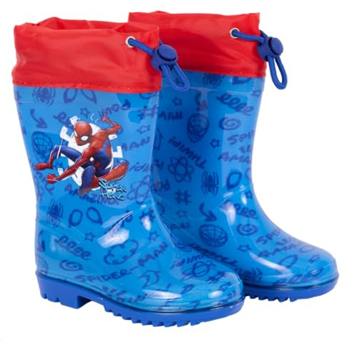 PERLETTI Bottes de Pluie Spider Man - Bottines Résistant Garçon Spiderman Impérmeable (Bleu, Enfant, Système Taille Chaussures EU, Enfant de 2 à 5 ans, Numérique (intervalle), Moyen, 26, 27)