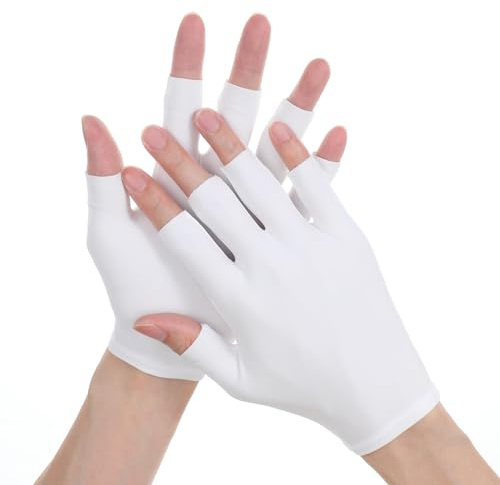 Lot de 4 paires de gants fins sans doigts en coton - Gants hydratants sans doigts - En polyester - Blanc - Sans doigts - Convient pour la conduite et le golf