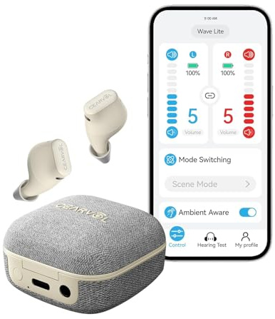 Cearvol Wave Lite - Amplificatore audio con controllo Bluetooth e app, senza feedback, ingresso AUX, per uso acustico da lieve a moderato, ricaricabile, stella polare