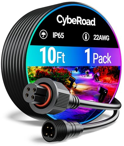 10FT Extension Cable for Govee Outdoor Flood Lights and Spot Lights | Waterproof 4-Pin Extension Cord for Govee H7057, H7058, H7060, H7062, H7093, H7094, H7065, H7066, Black (10FT-1 Pack)