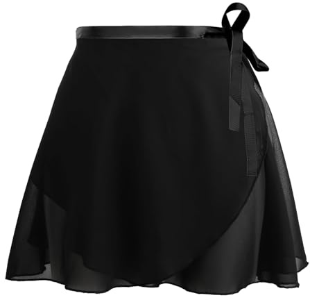 GAZIL Adjustable Black Ballet Skirt for Women and Girls, Lightweight Breathable Dance Skirt, Lyrical Performance Wrap Skirts, Black Tutu for Practice and Stage