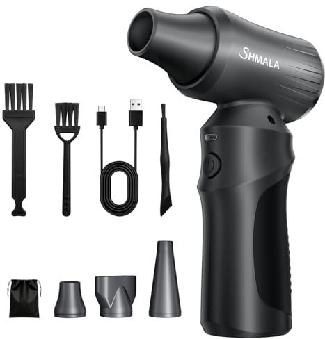 SHMALA Compressed Air Duster – Super Powerful 300,000 RPM Cordless Air Duster, Rechargeable Brushless Motor, 3-Speed Adjustable, Portable Air Blower for Keyboards, PCs, Laptops, Cars, Home & Office