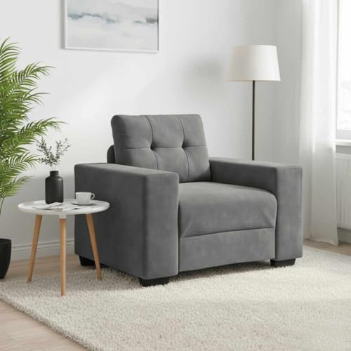 ROMHZKS Fauteuil de relaxation XXL en velours avec accoudoirs en bois, pouf de rechange confortable, rembourré épais, pour salon, bureau, coin lecture, confortable et stable