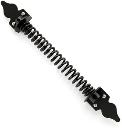 14 Self Closing Gate Spring, Adjustable Door Spring for Metal Gate, Heavy Duty Outdoor Automatic Gate Closer for Wooden Vinyl Fence, Black