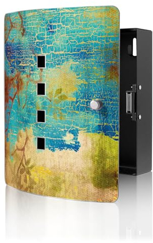banjado Design Schlüsselkasten aus Edelstahl für 10 Schlüssel - Schlüsselschrank zur Schlüssel Aufbewahrung 24 x 21,5 x 7cm groß mit praktischem Magnetverschluss - Motiv Patina