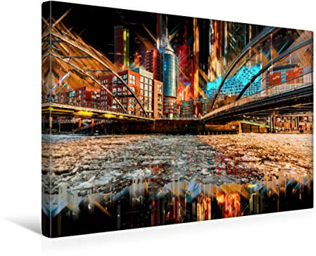 Premium Textil-Leinwand 45 x 30 cm Quer-Format Hamburg, Stadtpanorama bei der Niederbaumbrücke | Wandbild, HD-Bild auf Keilrahmen, Fertigbild auf hochwertigem Vlies, Leinwanddruck von Peter Roder