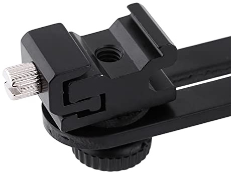 Dual Flash Bracket Tripod Mount,180° Vertical Adjustment Double Flash Bracket Camera Flash Brackets Replacement for Photo Video Photography,1/4 inch and 3/8 inch Socket