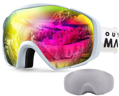 OutdoorMaster Skibrille mit Abdeckung Snowboard Schneebrille OTG Anti-Fog für Herren Damen