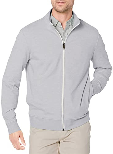 Amazon Essentials Herr lätt fransk frotté hel dragkedja Mock Neck tröja, ljusgrå ljung, X-Large