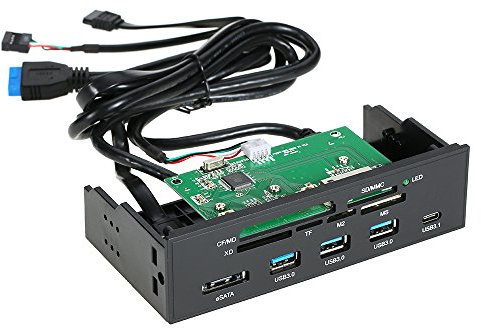STW 5.25 Lector de tarjetas interno Medios Tablero multifunción Panel frontal de PC Tipo-C USB 3.1 USB 3.0 Soporte CF