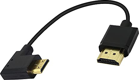 PNGKNYOCN Mini HDMI auf HDMI Kabel 15cm 90 Grad High-Speed 4K Mini HDMI Stecker auf HDMI Stecker Kurzes Kabel Unterstützt Ethernet, 3D, Audio Return (black left)
