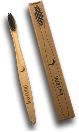 Lov'Frog Biodegradable Bamboo Toothbrush | Soft Bristles Infused with Activated Charcoal | Child Moon Design