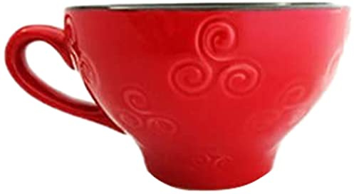 Bolées à cidre BZH Bretagne Rouges Triskells avec anses (6 Unité) en Métal, Durable et conserve la chaleur, Réutilisable, 25 centiliters, Tasse à boire, Bolée, Maison, Rond, Bowl