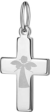 JEVELION Kreuz-Anhänger 925 Silber-Kreuz mit Schutz-Engel-Gravur