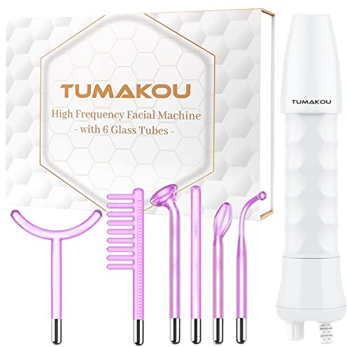 Alta frecuencia Estetica Facial - TUMAKOU 6 en 1 Dispositivo Portátil | de Alta Frecuencia Para El Cuidado de la Cara y la Piel - Masaje Facial - con 6 varitas de Argón