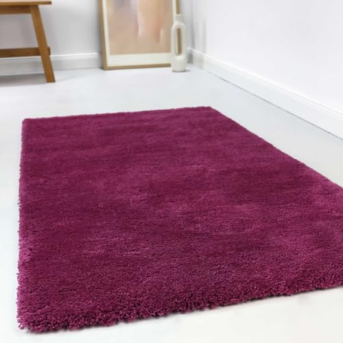 Wecon Home relaxx Hochflorteppich, 120 x 170 cm, violett pink | kuschelig weicher Hochflor Teppich, bestens geeignet fürs Wohnzimmer, Schlafzimmer und Kinderzimmer