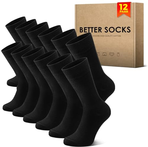 NUOZA Lot de 12 Chaussettes Femmes Hommes Chaussettes Classiques,Adaptées au Décontracté,Travail,Noir/Blanc