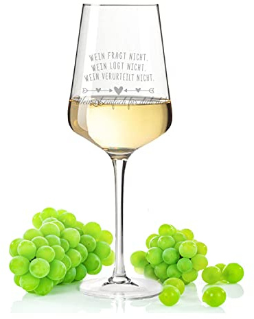 Leonardo Puccini Weinglas mit Gravur - Wein ist einfach für Dich da - Lustige Geschenke - Witziges Geschenk für Sie & Ihn - Geeignet als Rotweingläser Weißweingläser - Farbe: Puccini