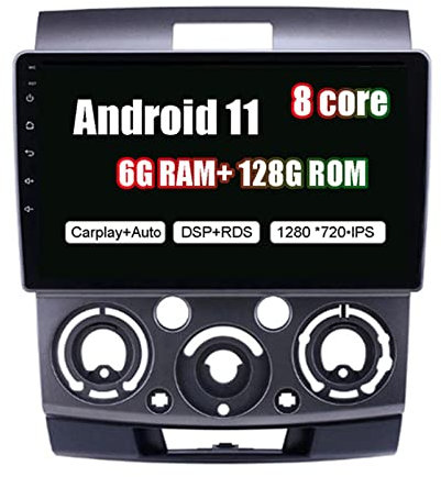 PLOKM Carplay FM RDS Car Radio Android 11 Double DIN Car Stereo para Mazda BT50 2006-2011 Suppot DSP SWC GPS WiFi/BT Tethering Internet con cámara Trasera WiFi Reproductor Multimedia