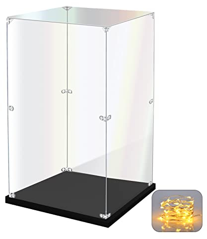KOLIPI Acrylic Display Case for Collectibles Assemble Clear Acrylic Display Box for Lego Alternative Glass Case for Showcasing Figures Doll Toys Home Storage(8x8x14 inch, 20x20x35 cm)